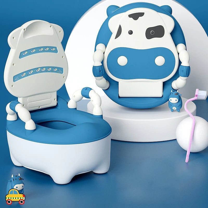Kids Portable Potty Training Seat - Cartoon Cow Design Toddler Toilet