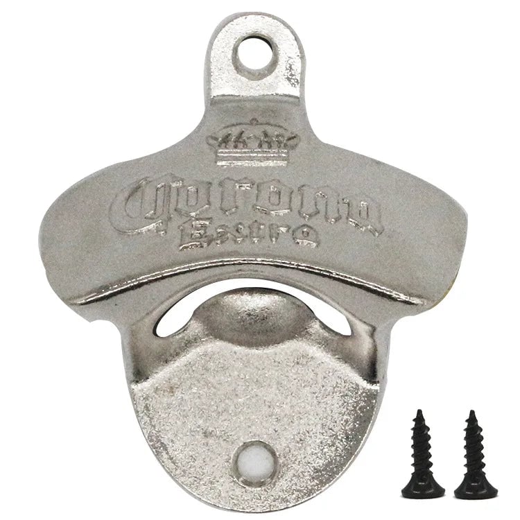 Zinc Alloy Wall Mount Bottle Opener with Screws - Professional Bar Tool