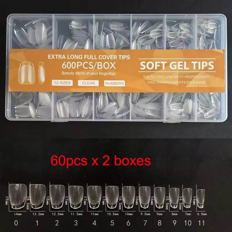 Soft Gel Press On Nails - Square Coffin Almond False Nail Tips
