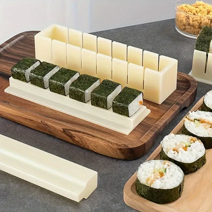 3pc Sushi Maker Kit - Round Square Heart Plastic Molds Roll Tools