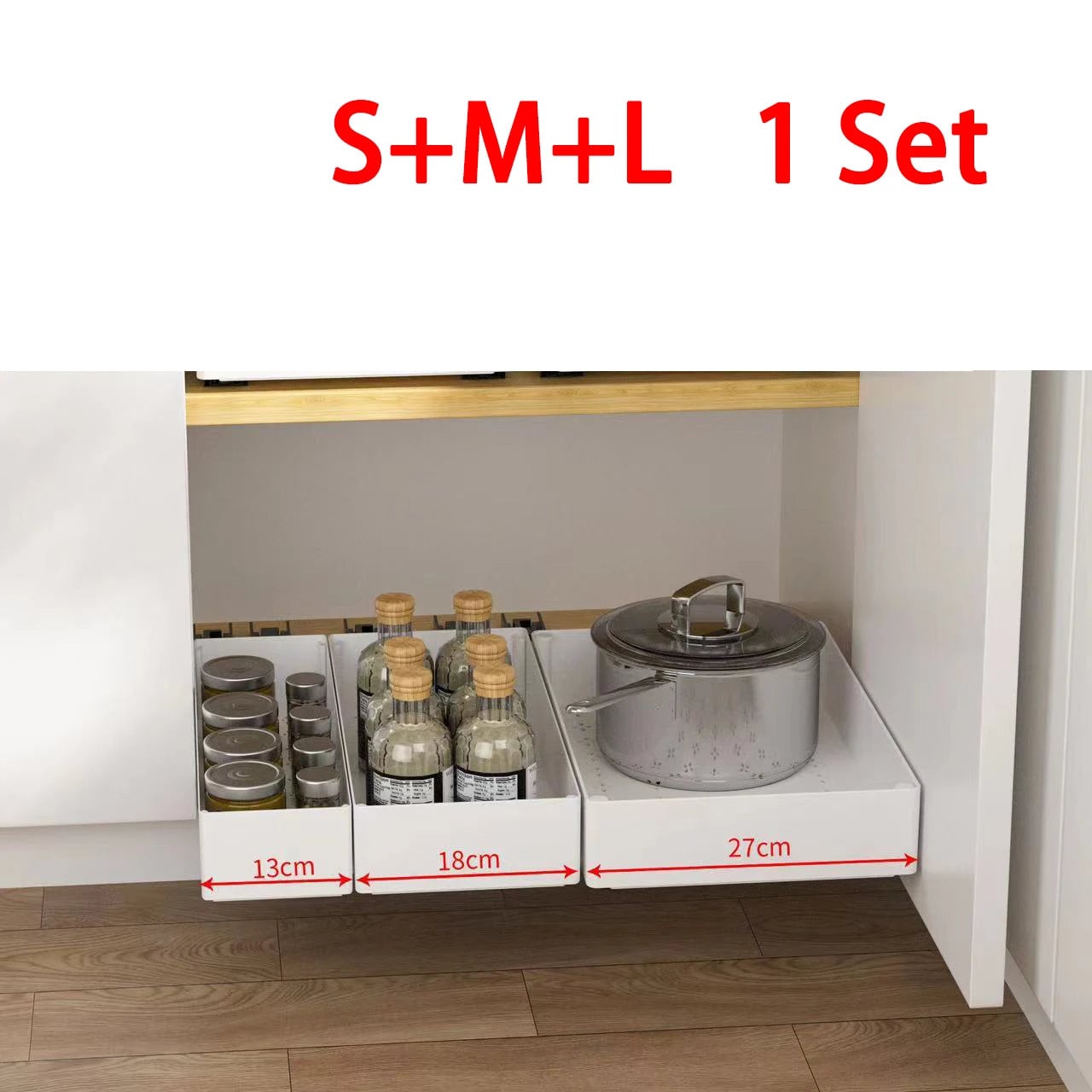 Pull Out Under Sink Storage Rack - Sliding Cabinet Organizer Basket