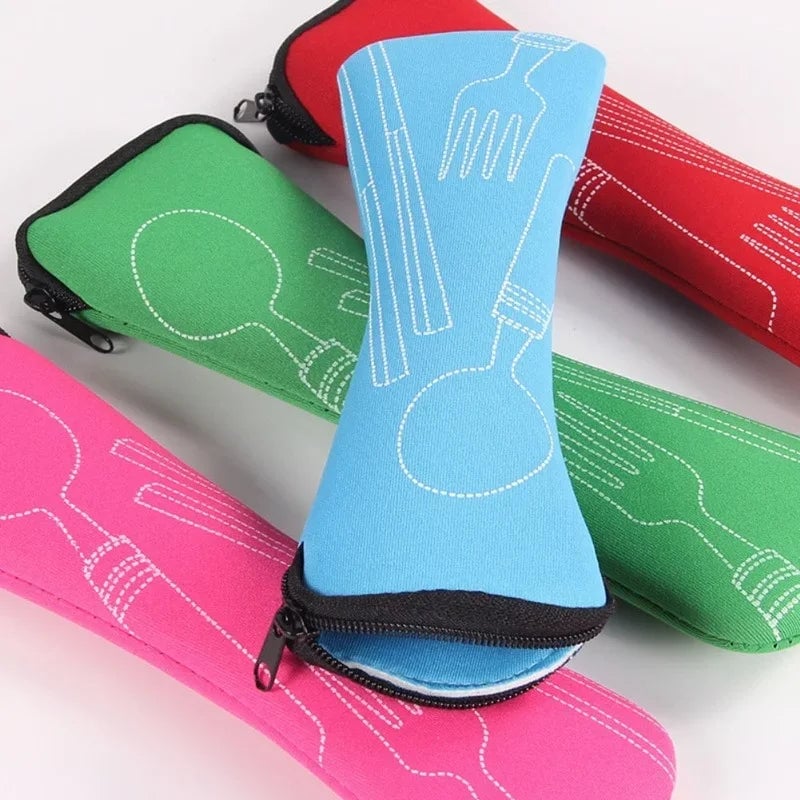 Portable Cutlery Storage Box - Travel Dinnerware Organizer Bag