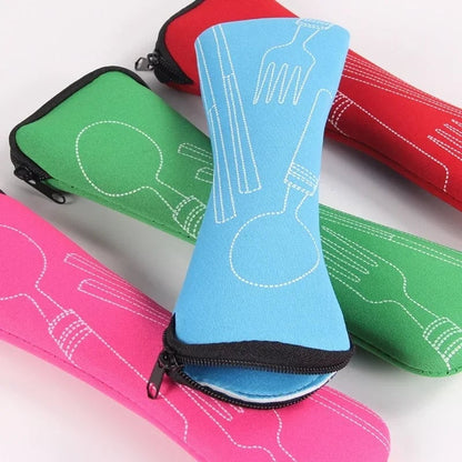 Portable Cutlery Storage Box - Travel Dinnerware Organizer Bag
