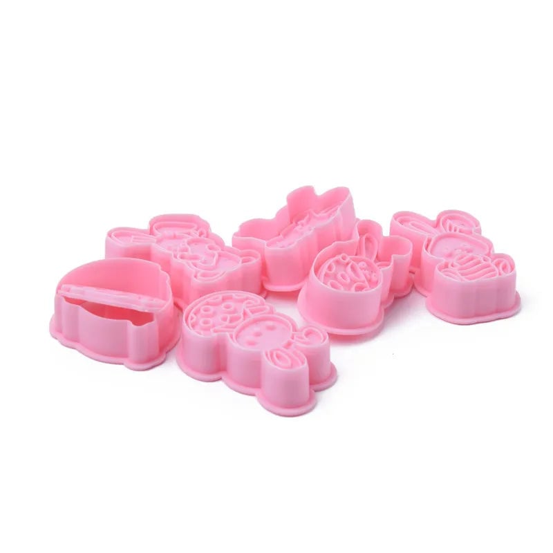 Easter Bunny Rabbit Egg Cookie Cutters Pressable Plastic Molds Set