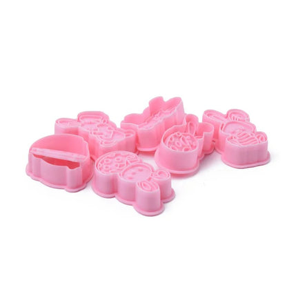 Easter Bunny Rabbit Egg Cookie Cutters Pressable Plastic Molds Set