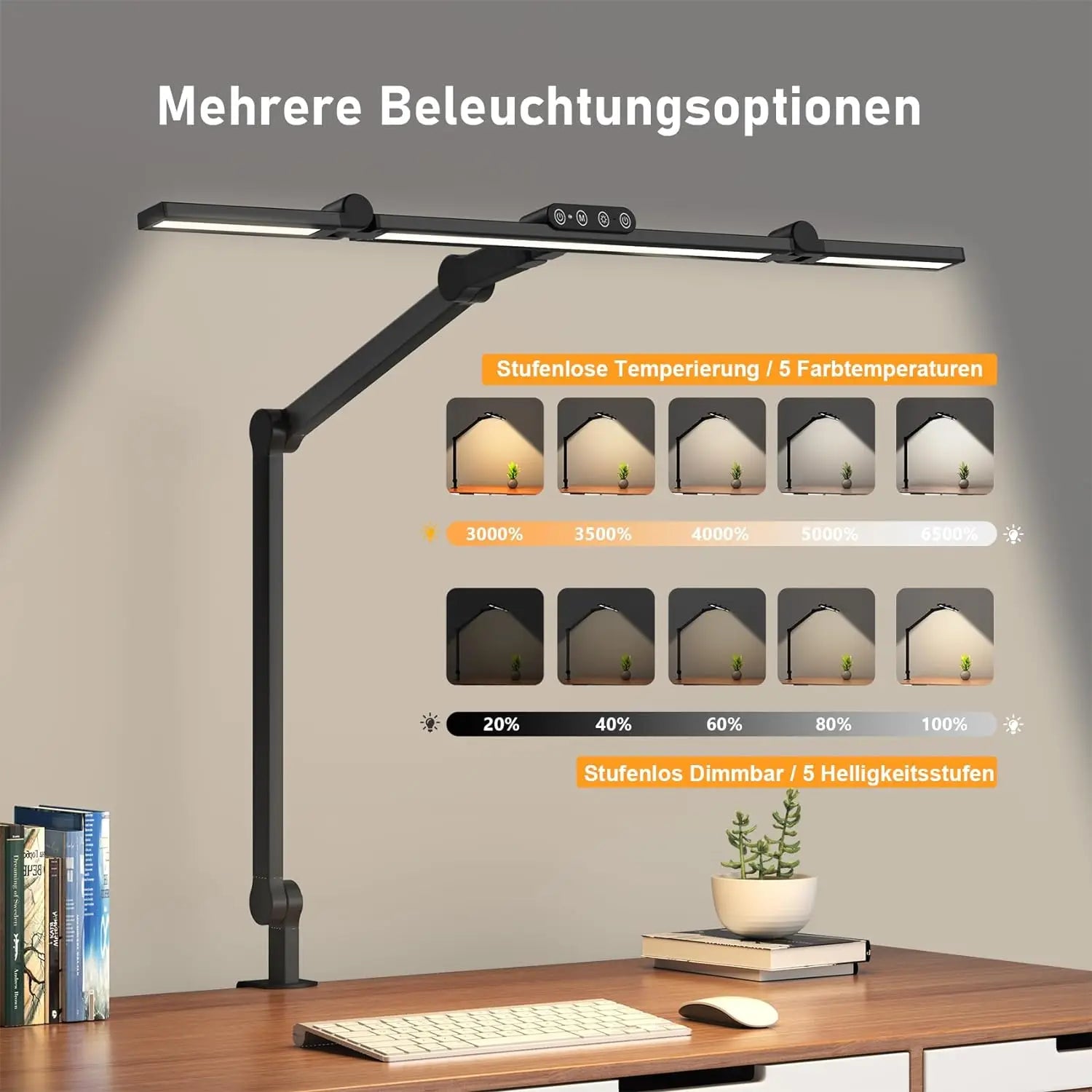 24W LED Desk Lamp with Clamp - Ultra Bright Architect Table Lamp