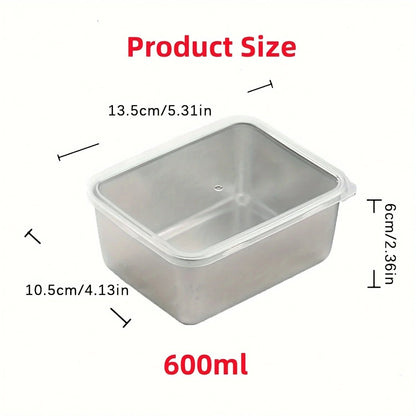 6-Piece Stainless Steel Food Storage Containers - Leakproof & Stackable