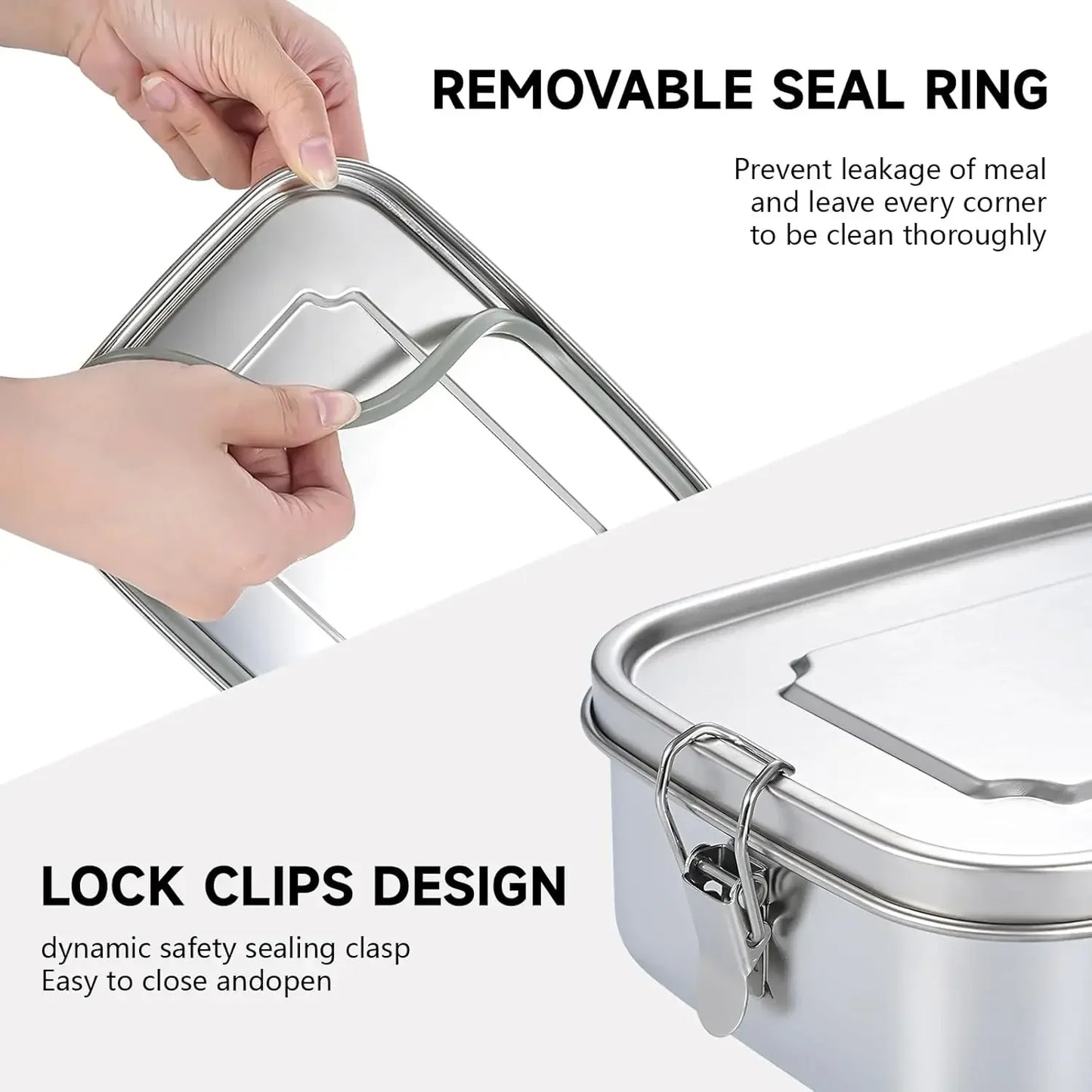 304 Stainless Steel Bento Lunch Box - Airtight BPA-Free Adult