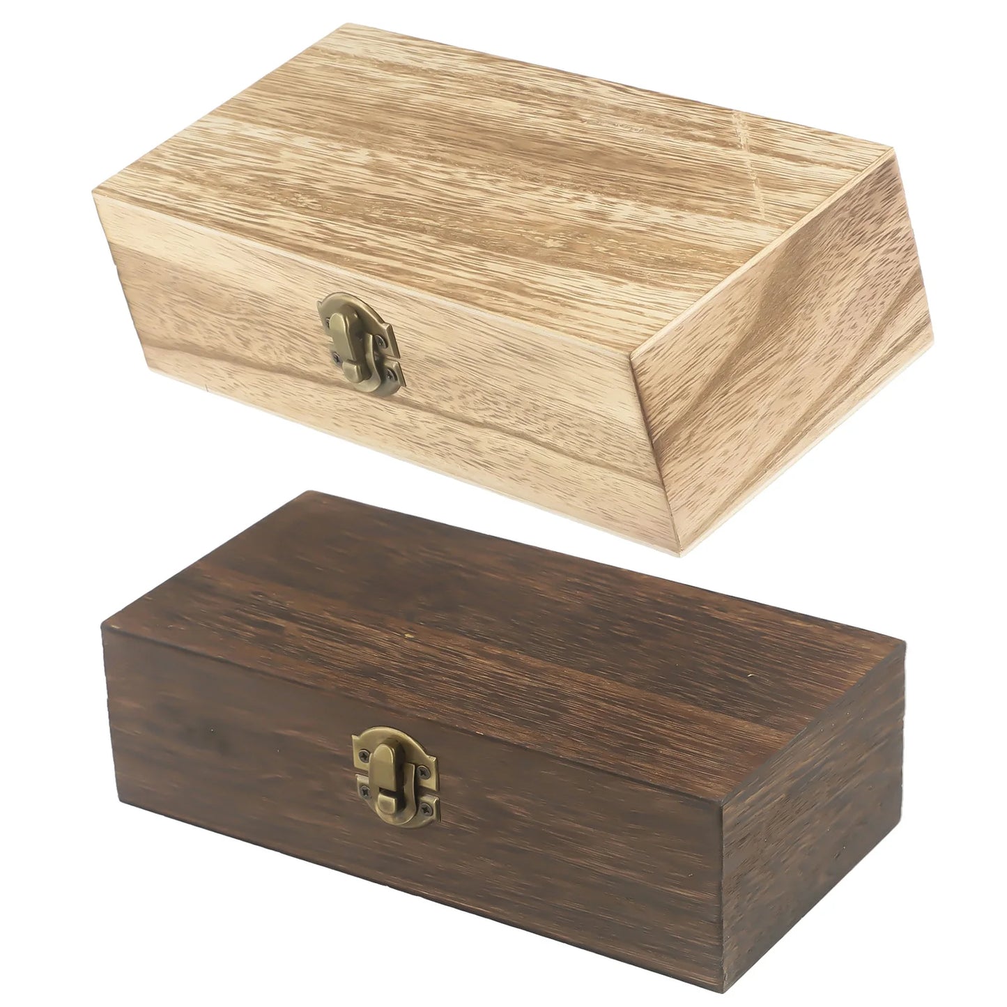Wooden Storage Box 20x10x6cm Retro Buckle Tea Coffee Bean Container