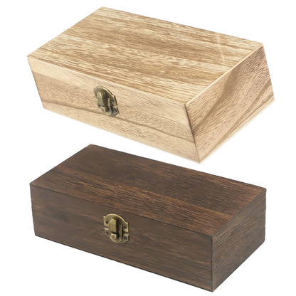 Wooden Storage Box 20x10x6cm Retro Buckle Tea Coffee Bean Container