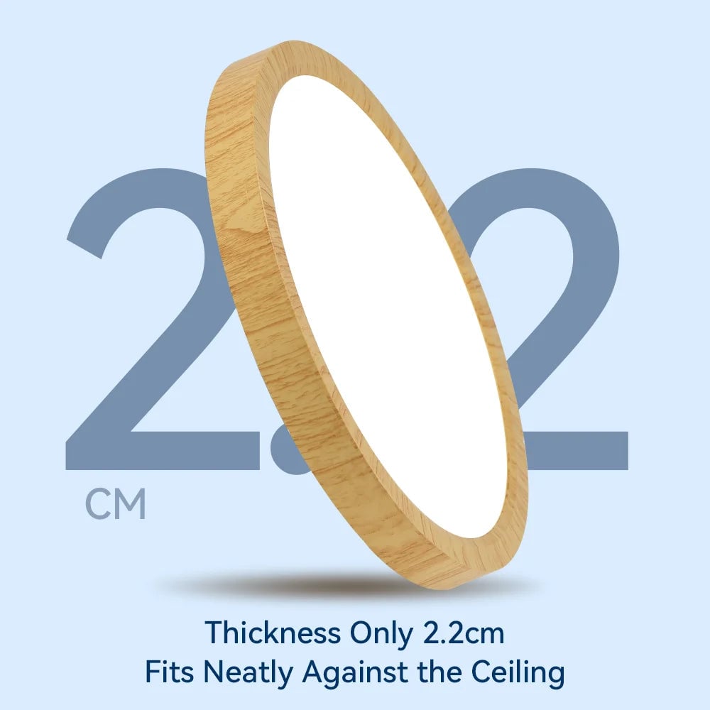 2.2cm Ultra Thin LED Ceiling Light Waterproof 3 Color Wood Grain
