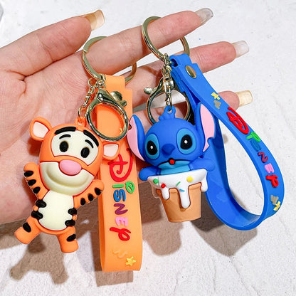 Winnie Pooh PVC Keychain Set - Eeyore Tigger Piglet Character Keyrings
