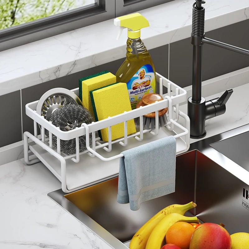 Tap-Mounted Kitchen Spice Rack with Drainage - Sink Organizer Shelf