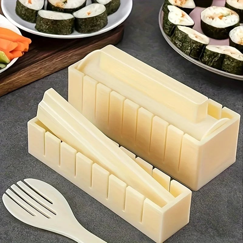 3pc Sushi Maker Kit - Round Square Heart Plastic Molds Roll Tools