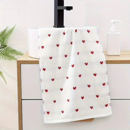 Quick-Dry Cotton Face Towels Heart Pattern Set 1-2pcs Absorbent