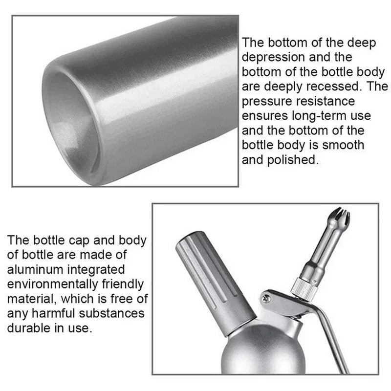 Professional Whipped Cream Dispenser 17oz/34oz Aluminum Siphon Gun