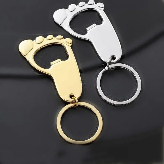 Metal Foot Keychain Bottle Opener - Beer Cap Corkscrew Key Ring Z004
