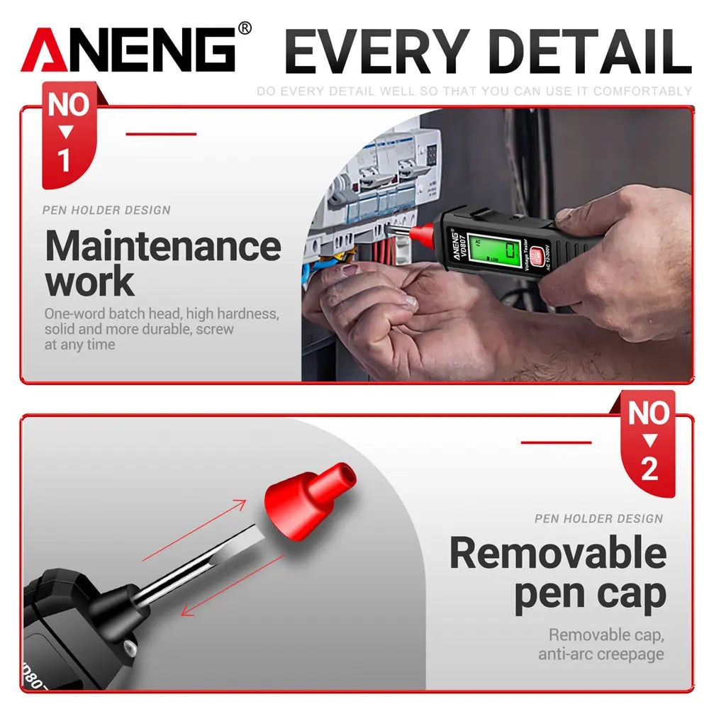 ANENG VD807 Non-Contact Voltage Tester 12-300V AC NCV Sensor Pen