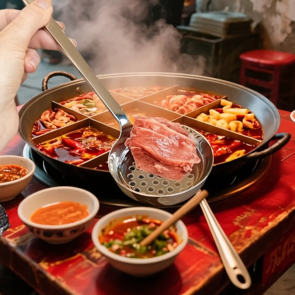 Stainless Steel Long Handle Slotted Soup Spoon Hot Pot Ladle