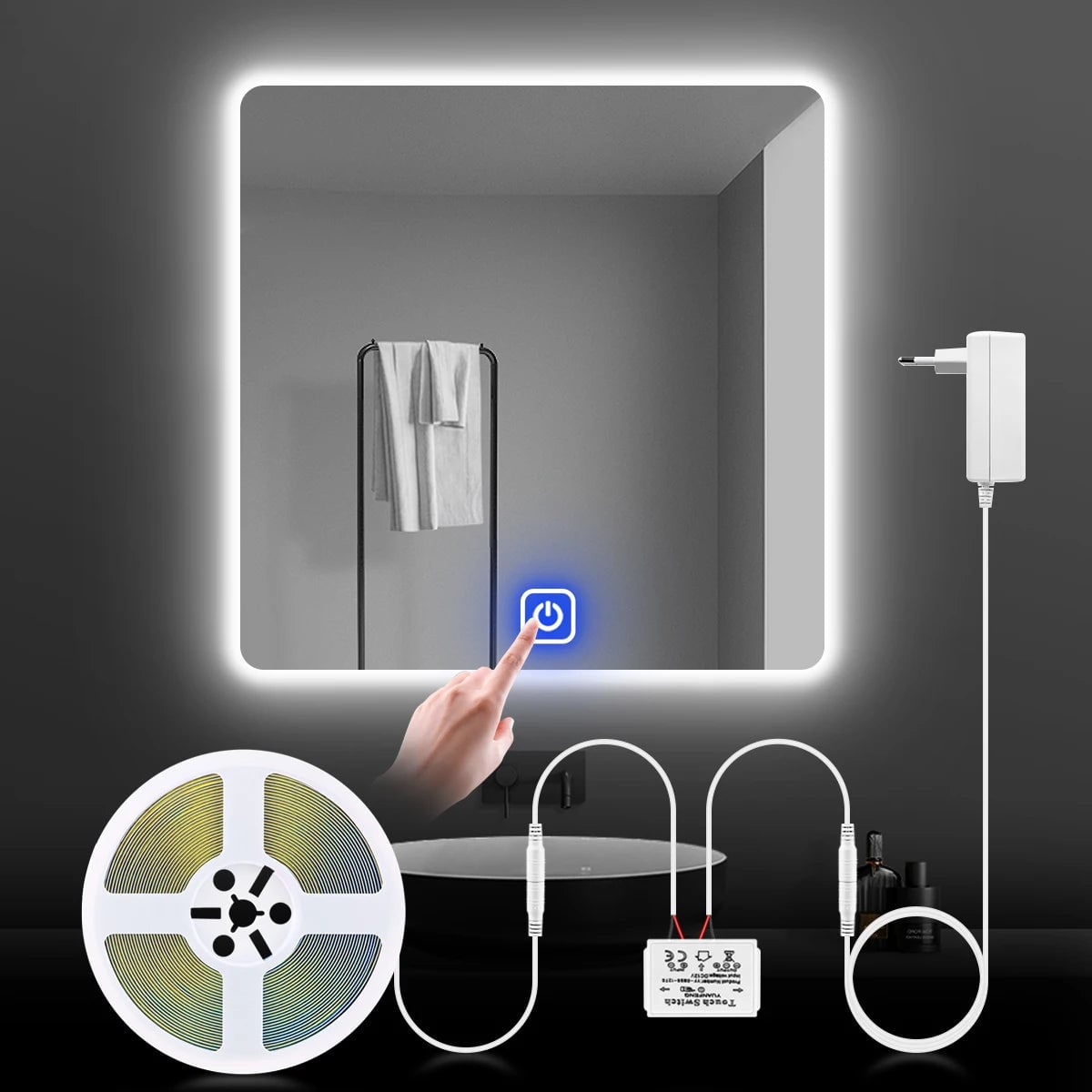 12V LED Vanity Mirror Light Strip Dimmable Touch Sensor Bathroom