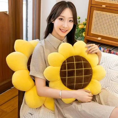 Sunflower Floor Pillow - Plush Flower Shaped Cushion Seating