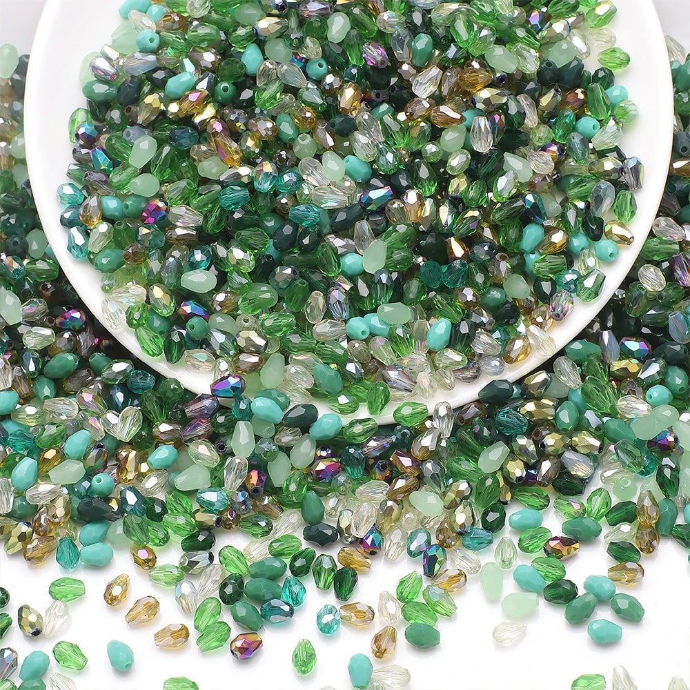 Faceted Glass Teardrop Beads 50-100Pcs Mixed Colors 3x5-6x8mm