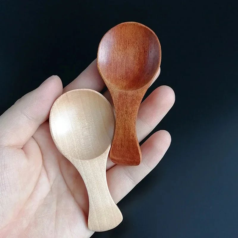 4Pcs Mini Wooden Spoons - Small Kitchen Spice Coffee Tea Scoop Set