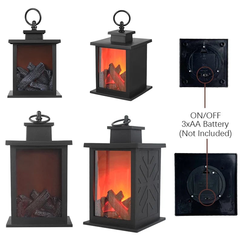 LED Flame Effect Handheld Table Lamp - Portable Fireplace Decor