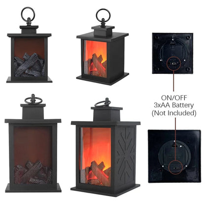 LED Flame Effect Handheld Table Lamp - Portable Fireplace Decor