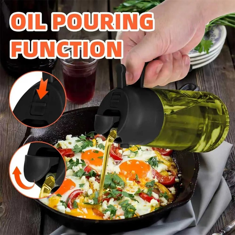 470ml Glass Oil Sprayer - 2-in-1 Olive Oil Dispenser & Spray Bottle