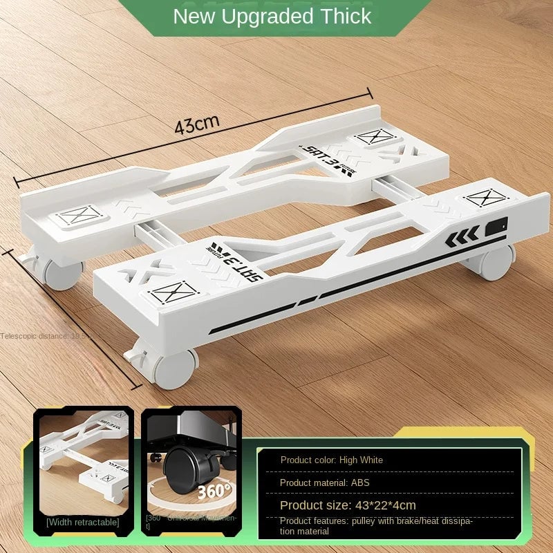 Adjustable CPU Stand Mobile Computer Tower Cart Rolling Wheels