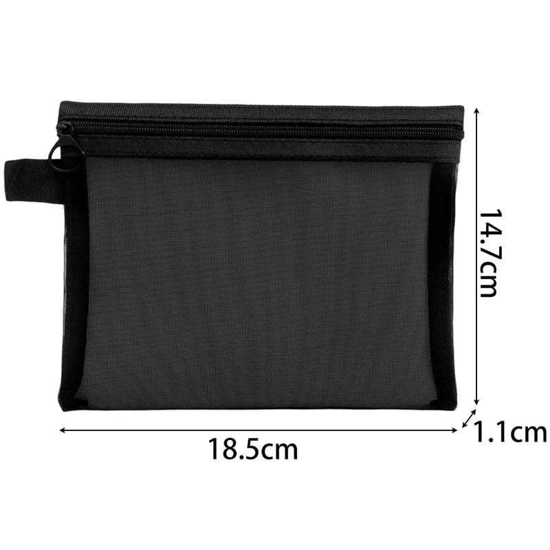 Mesh Clear Cosmetic Bags Set - Black Makeup Travel Organizer Pouch