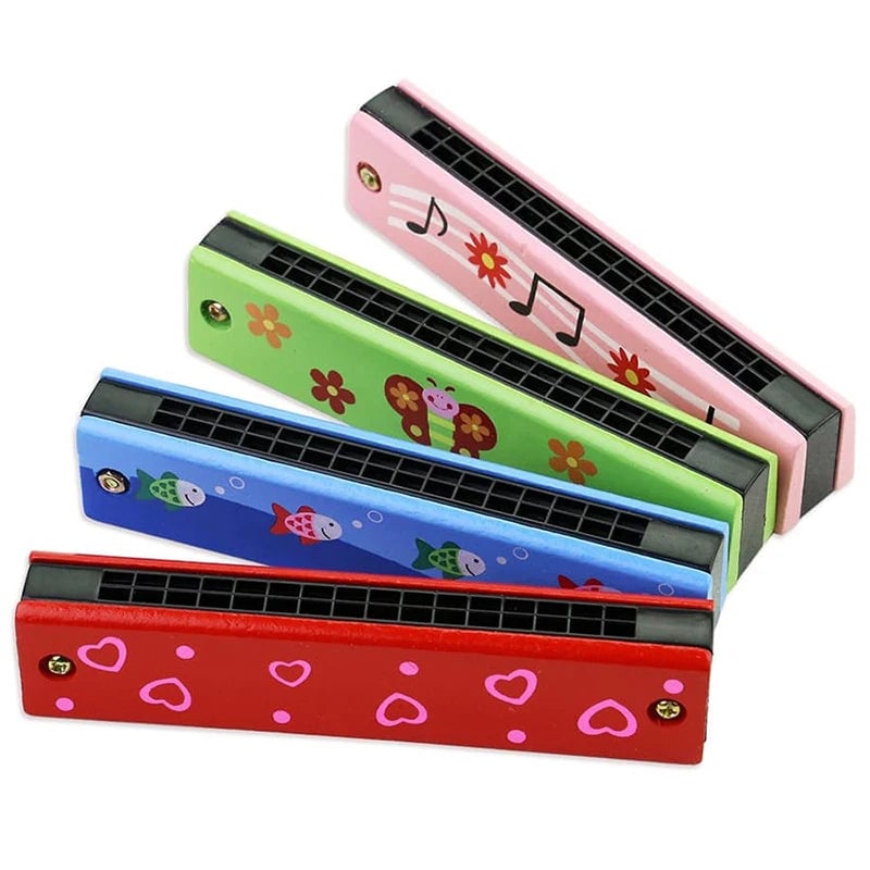 Wooden 10 Hole Harmonica Kids Educational Musical Instrument Toy