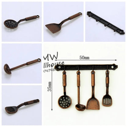 1:12 Scale Miniature Kitchen Kettle & Cookware Set Dollhouse Utensils