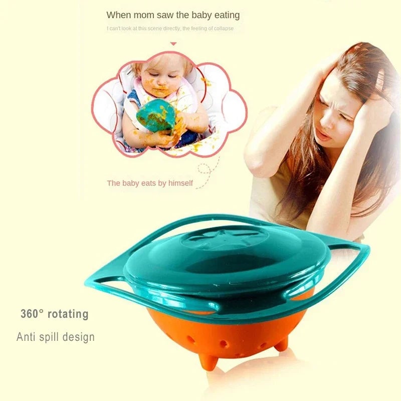 360° Gyro Bowl Spill-Proof Baby Feeding Dish Rotary Balance Training