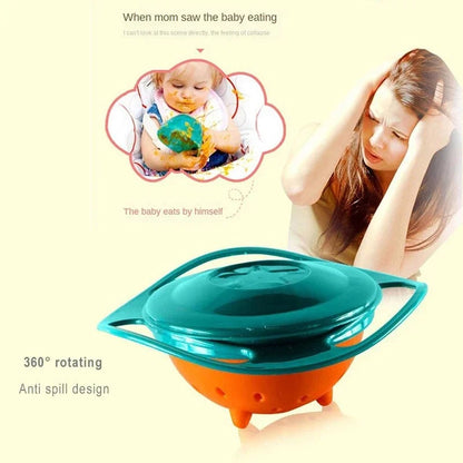 360° Gyro Bowl Spill-Proof Baby Feeding Dish Rotary Balance Training