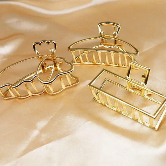 Gold Butterfly Hair Claw Clip - Geometric Design Hair Accessory