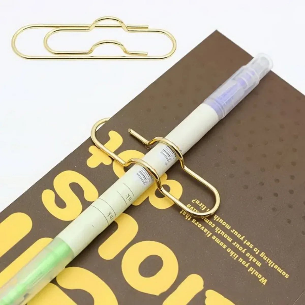 Golden Metal Pen Holder Clip Bookmark - Portable Office School