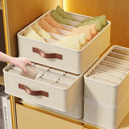 Multi-Compartment Underwear Bra Sock Drawer Organizer Storage Box