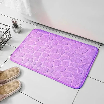 Embossed Fiber Anti-Slip Pebble Bath Mat - Non-Skid Bathroom Rug