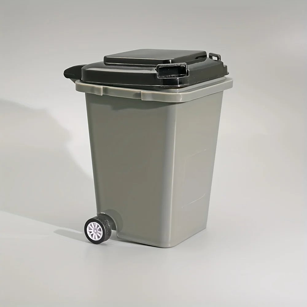 Mini Office Desk Organizer with Trash Bin & Pen Holder Storage