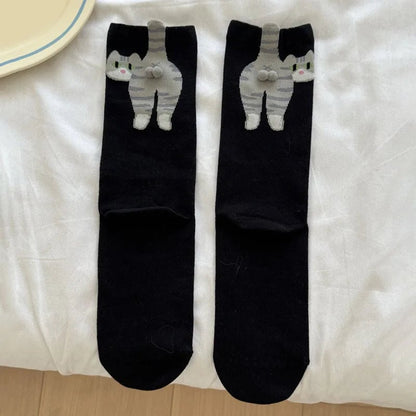 Discover premium 3D cartoon cat mid socks with anti-odor technology and breathable soft fabric. Perfect for casual wear with creative cute designs.