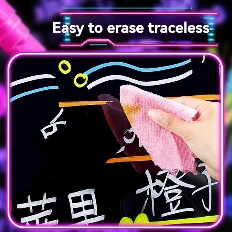 8 Colors 7mm Liquid Chalk Markers - Washable Wet Erase Neon Pens