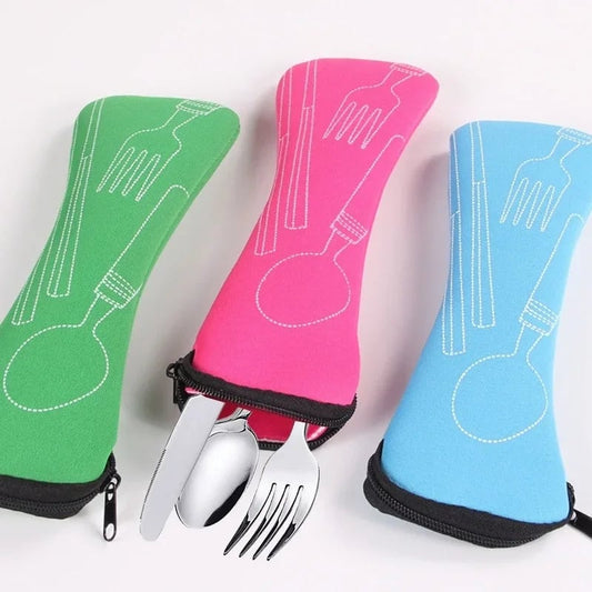 Portable Cutlery Storage Box - Travel Dinnerware Organizer Bag
