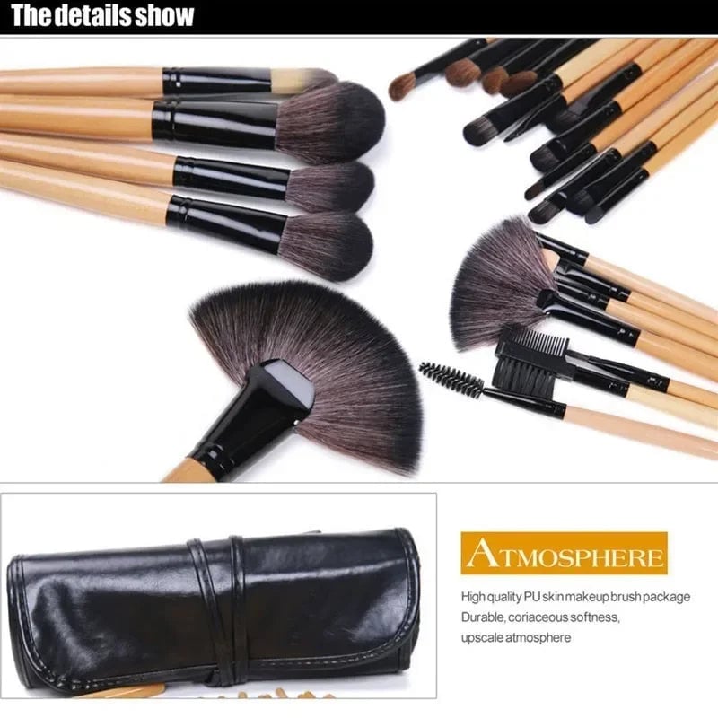 24-Piece Professional Makeup Brush Set - Foundation Eyebrow Powder