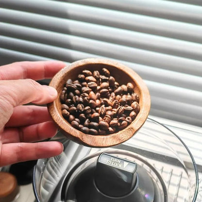 Solid Walnut Coffee Bean Dose Tray Scoop Measure Tool Espresso