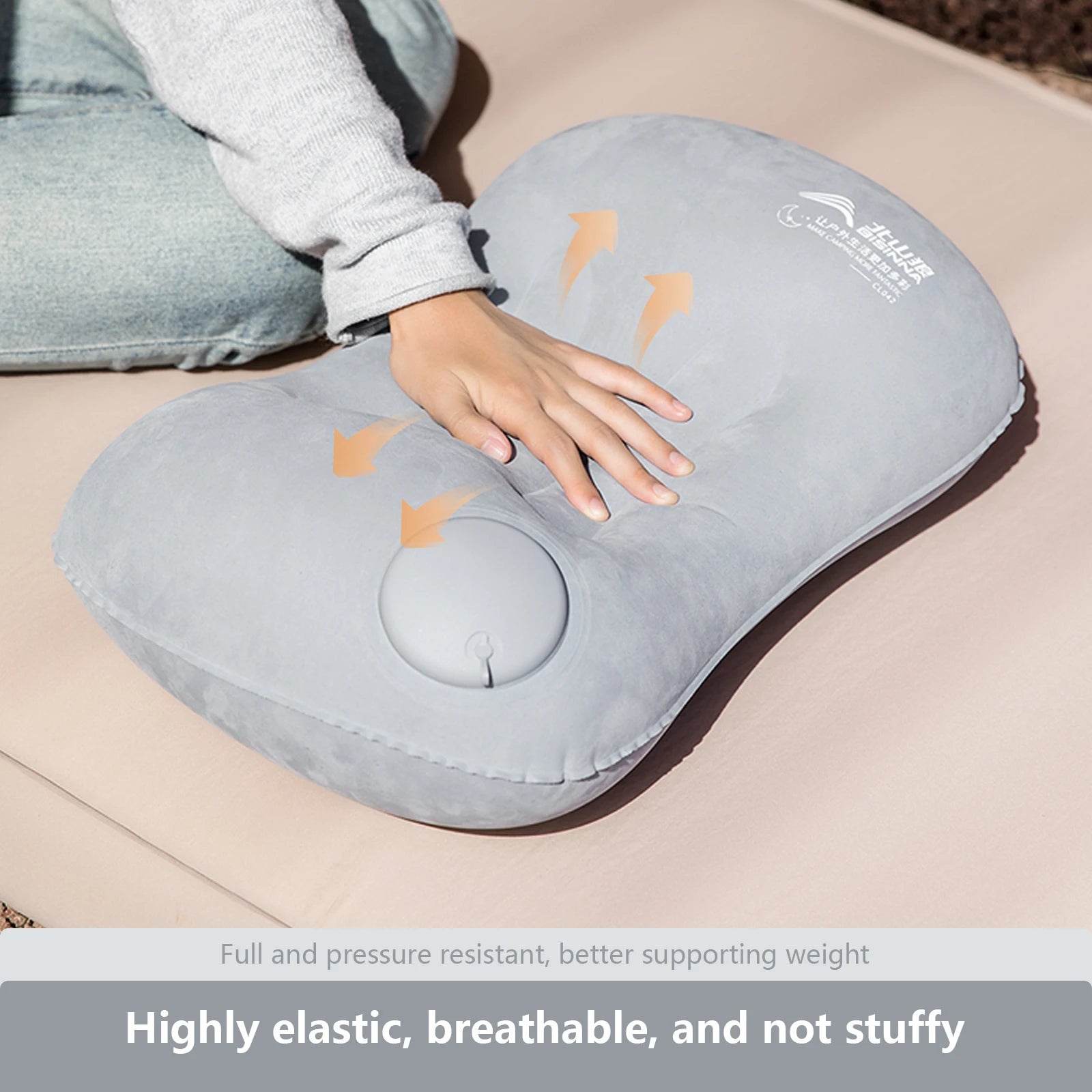 Portable inflatable camping pillow with neck and lumbar support. Ultralight design perfect for hiking and travel. Compact, comfortable sleep anywhere.