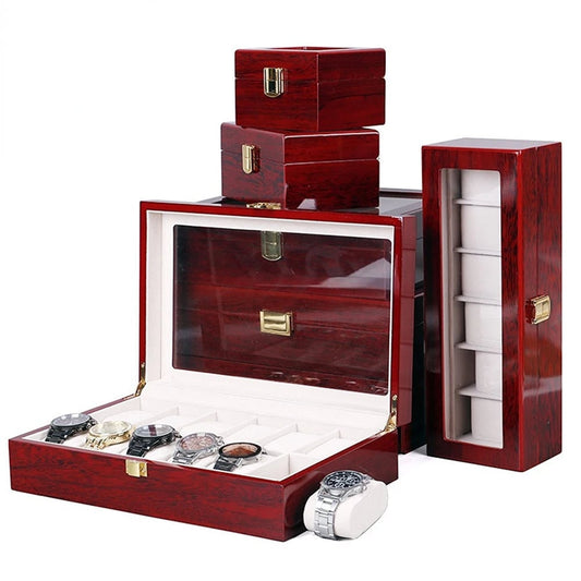 Luxury Wood Watch Storage Box 1-12 Grid Organizer Display Case
