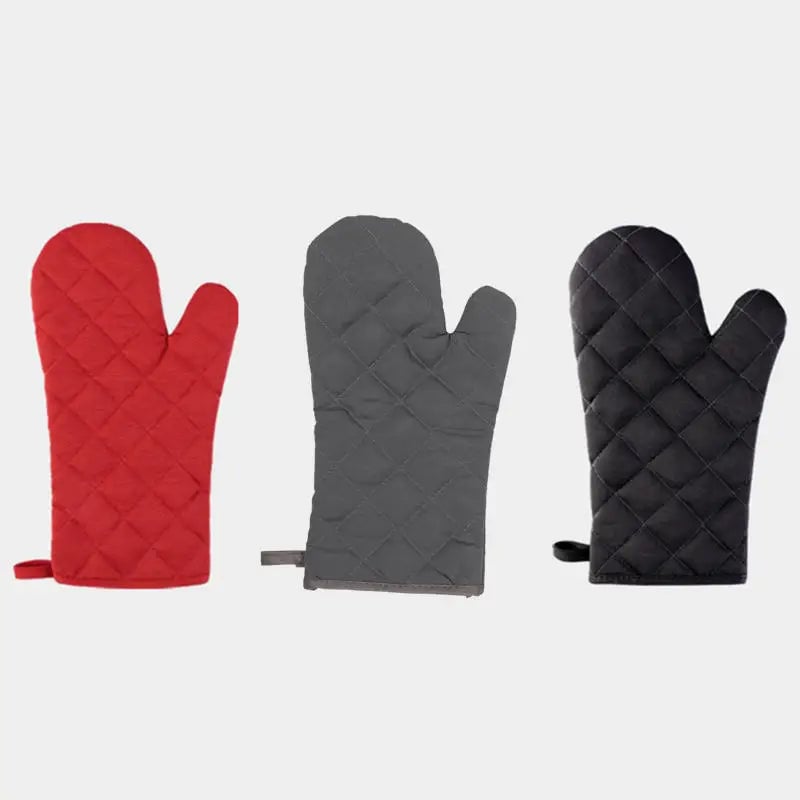 Heat Resistant Cotton Oven Gloves - Insulated Anti-Scald Baking BBQ