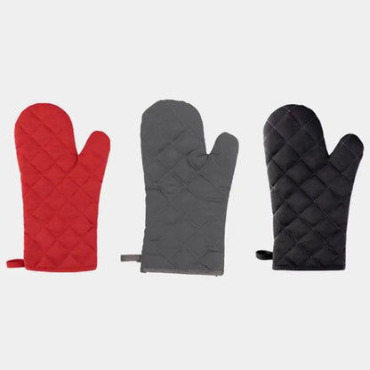 Heat Resistant Cotton Oven Gloves - Insulated Anti-Scald Baking BBQ